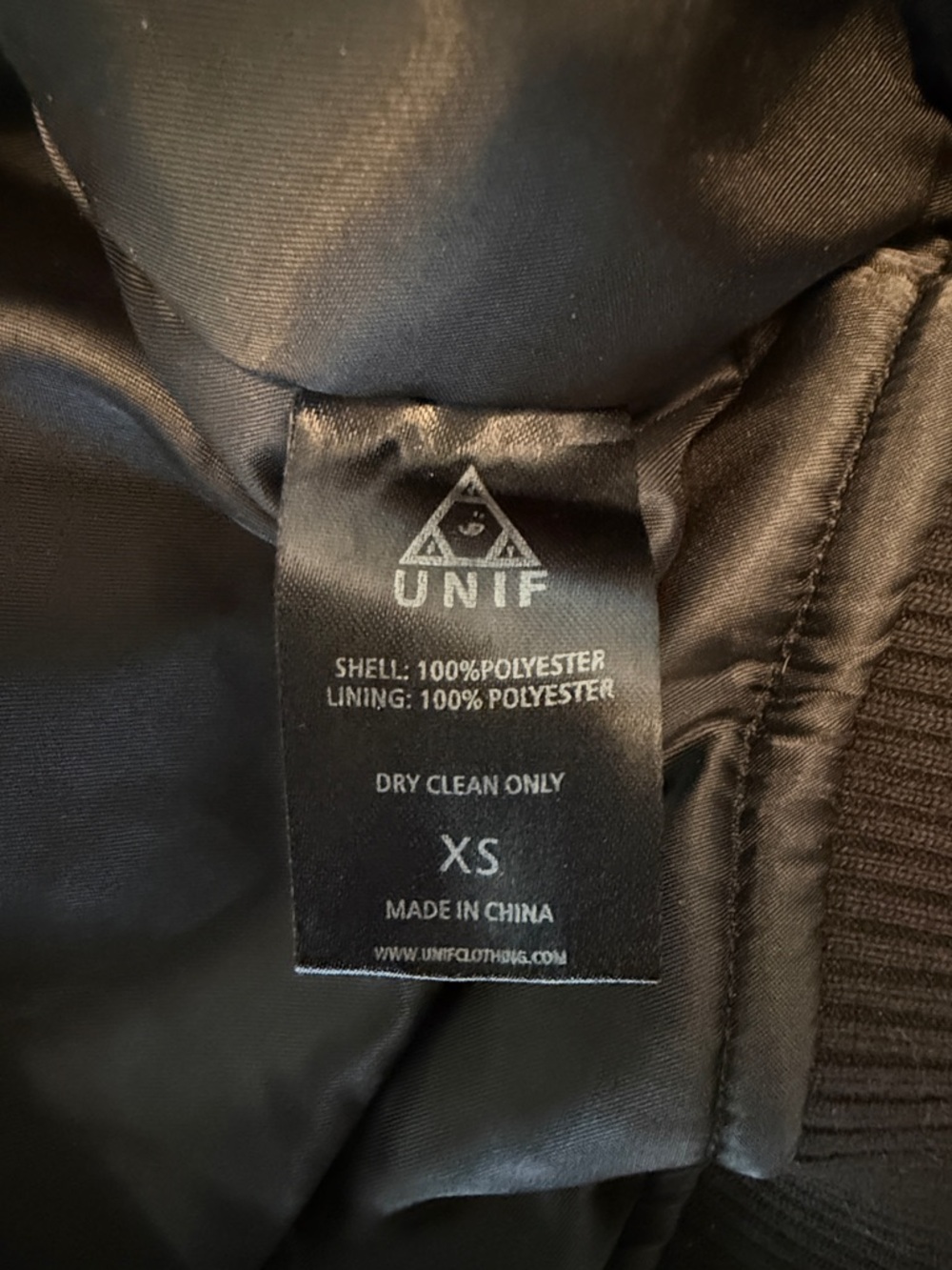 Rare! UNIF Black Embroidered Hardcore Bomber Jacket XS Unisex Y2K - Picture 11 of 16